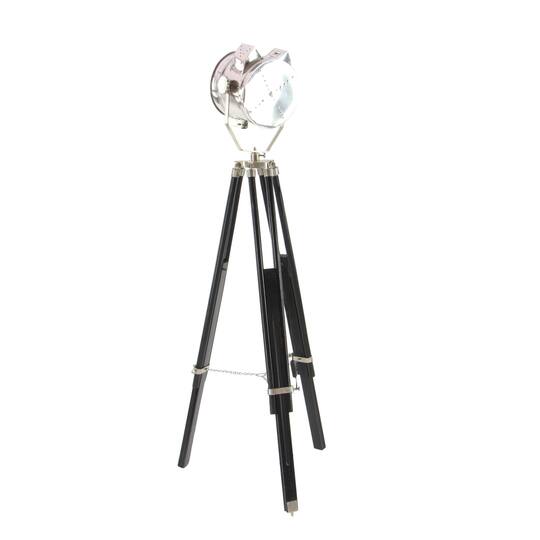 75" Black Wood Industrial Floor Lamp